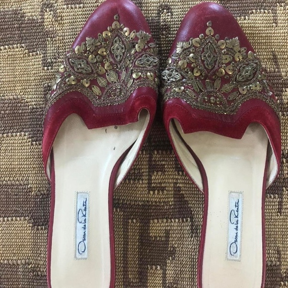 Oscar de la Renta Red Mules - Picture 1 of 4